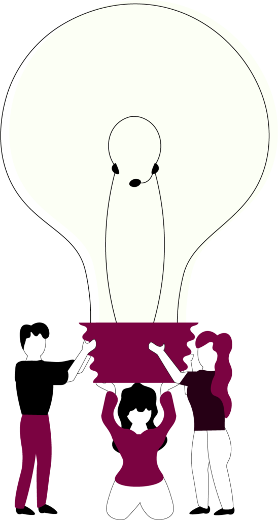 Gainer ideoi kokonaisuuksia - Kuvassa hahmoja kantamassa lamppua
